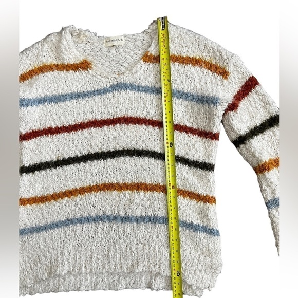 The Nines Fuzzy Bouclé Stripe Sweater Soft Cozy V-Neck Knit | Women’s M - Picture 9 of 10